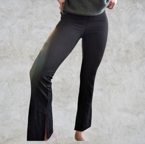 🌈Forever 21 Y2K Flare Slit Leg Stretch Leggings Black Size L